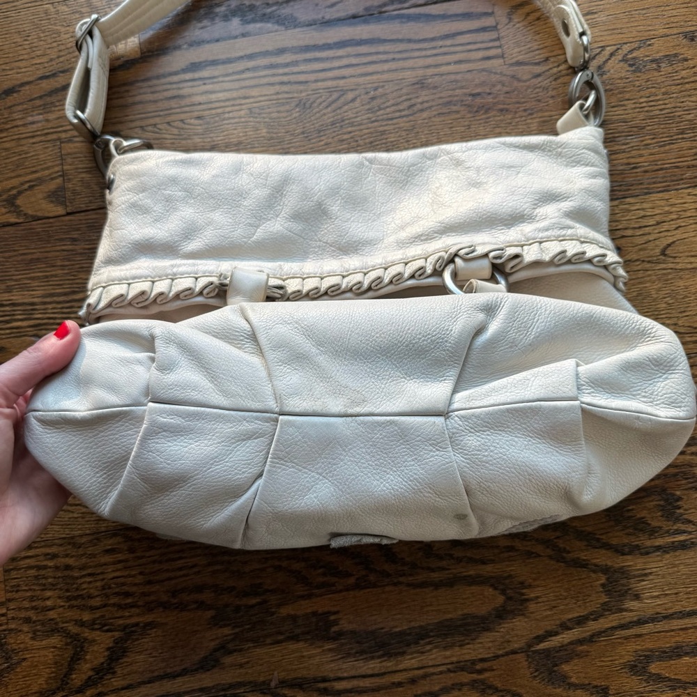 LOCKHEART Rare Y2K Raya Leaflet Ivory Shoulder Hobo Bag Purse - Picture 10 of 12